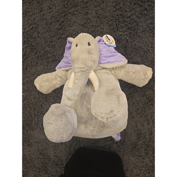 11095 Gigglescape Xl Plush - 19'' Elephant Stuffed Animal New Grey w/ Purple Ear - Picture 1 of 8